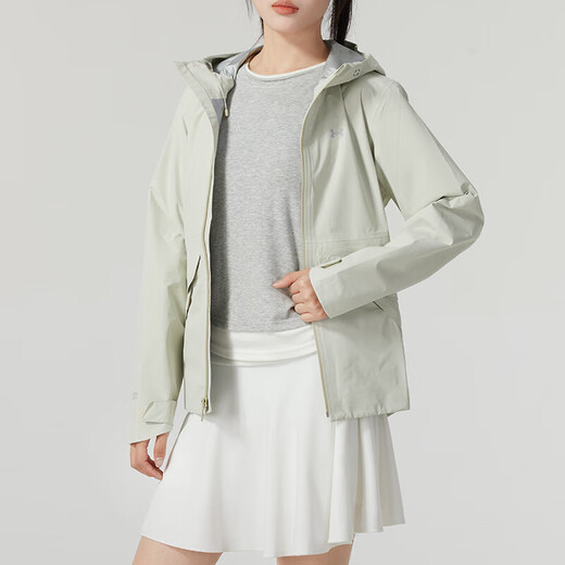 安德玛（Under Armour）UASTORMPROOF纯色连帽拉链设计长袖夹克外套女款绿色 绿色 S