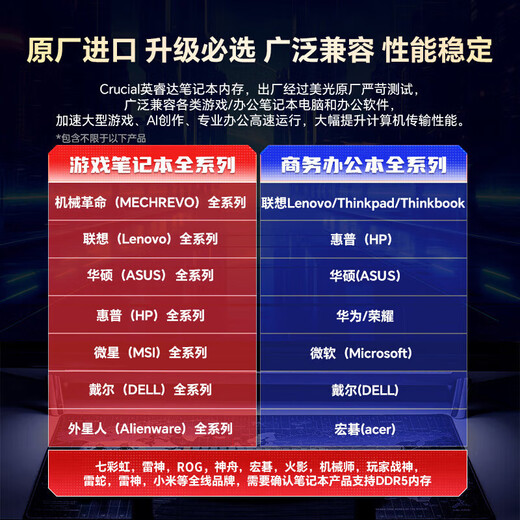 Crucial英睿达 16GB DDR5 5600频率 笔记本内存条 美光（原镁光）原厂颗粒 AI电脑配件