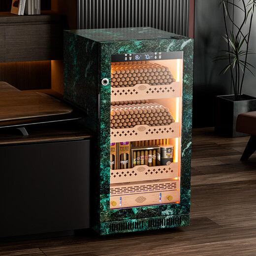 CIGARLOONG CL-188C2 cigar cabinet, precise constant temperature and humidity, fingerprint lock, compressor cabinet, natural cedar wood inner tank, WiFi smart control constant humidity cabinet, water ion ammonia removal, household smoke cabinet, 22C emerald pattern cedar wood inner tank