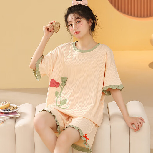 Jingga-Pyjamas für Frauen im Sommer Dünne koreanischer Stil niedliche, großartigen Kurzärmel-Anzug für Sommerfrüchte- und Herbst-Heimkleidung GXT6630 M (Empfohlen 75-95 Jin [Jin gleich 0,5 kg]))