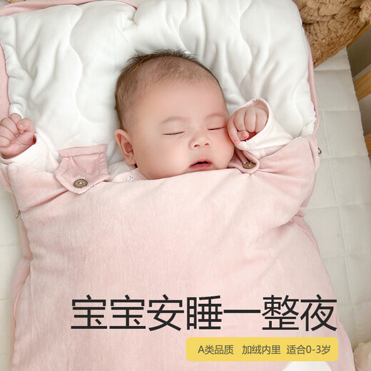 Qiaran Baby Sleeping Bag Autumn and Winter Thickened Newborn Anti-Kick Quilt Dual-purpose Constant Temperature Warm Quilt for Newborns 0-3 Months Pink Rabbit Winter Style Plus Velvet Thickening Temperature 0-18 Velvet Lining Height 96x50 Width cm (Suitable for 0-1.8 Years Old