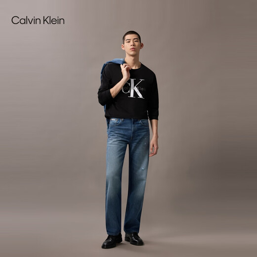 Calvin Kleinjeans 25 Herbst neue Männer lässig Klassiker CK Buchstabe Druck unter Boden Runde Hals Langarm T-Shirt 4rd869g