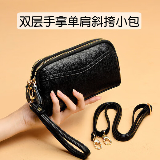 2025迷你小包包女软皮单肩包中年妈妈斜挎包时尚百搭手拿包女 黑色