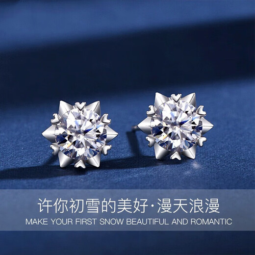 Grace GirlPT950 Platinum Moissanite Diamond Earrings for Women Platinum Earrings Chinese Valentine's Day Birthday Gift for Girlfriend and Wife Platinum Moissanite Snowflake Earrings