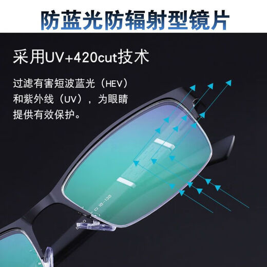 Internet celebrity myopia glasses men's business half frame metal can be equipped with degree eyes anti-blue light and radiation flat light tide black frame myopia 300 degrees + mirror box