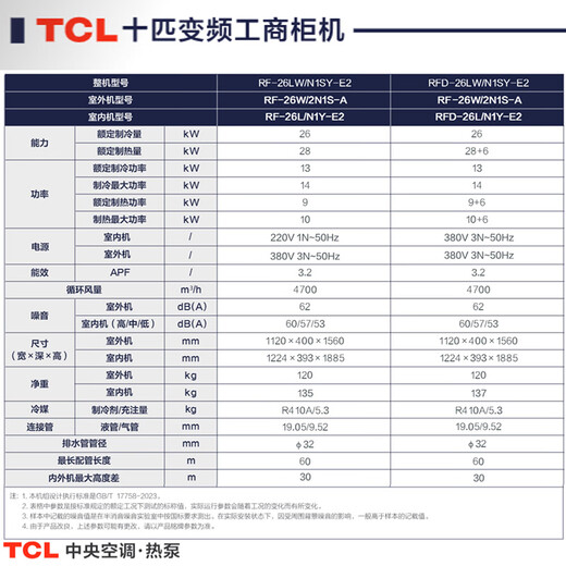 TCL ceiling air conditioner ceiling air conditioner central air conditioner commercial frequency conversion hidden ceiling ceiling air conditioner patio air conditioner 5p embedded shop office factory cabinet air conditioner 10 HP heating and cooling - new secondary energy efficiency large cooling capacity commercial cabinet machine