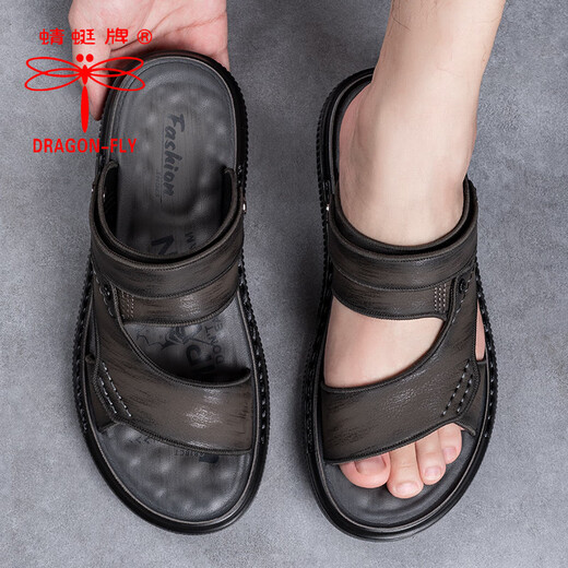 
Dragonfly brand sandals men's summer new men's sandals outdoor dual-purpose non-slip Vietnamese casual beach shoes men's trend 9715 gray 41