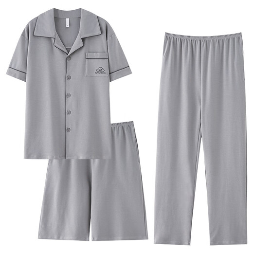 Catman (Miiow) Pajamas para hombres Summer 2025 Nuevos pantalones de manga corta de algodón puro El estilo delgado se puede usar en el exterior con ropa para el hogar de gran tamaño LMSJ9277 3XL recomendado 175-195Jin [Jin equivale a 0.5 kg]