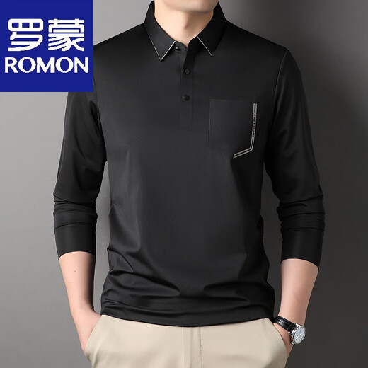 Romon Ice Silk T-Shirt Herren-Langzeitlehr-Rever-Herbst-High-End-Eissensen-Taschen-Taschen mit Taschentaschen Haqing-7036 m 165