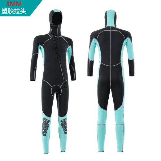 Nitescuba hooded wetsuit for men 3/5/7MM warm winter swimsuit, cold-proof wet surfing suit, snorkeling one-piece wetsuit for women, 3MM plastic puller S (height 150-160CM, weight 45-52KG)
