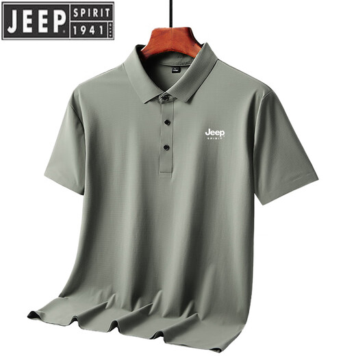 JEEP SPIRIT吉普2025冰丝短袖t恤男夏季薄.款商务无痕POLO衫爸爸夏装翻领上衣 6630白色 M -110斤