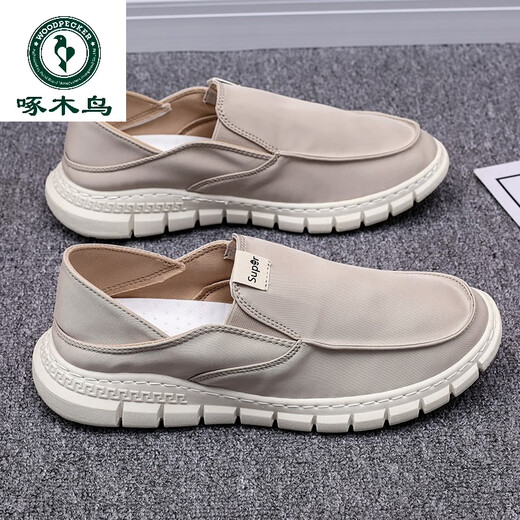 Pájaros carpinteros viejos zapatos de tela de beijing para hombres de moda versátiles versátiles zapatos de lona perezoso zapatos casuales perezosos transpirables zapatos de moda YS9901 beige 42