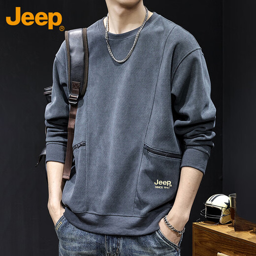 JEEP Jeep sweatshirt men's spring and autumn heavy casual long-sleeved loose top men's gray 2XL