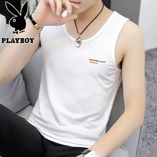 
Playboy (PLAYBOY) high-end ice silk men's vest for summer new fitness sports loose sleeveless T-shirt base quick-drying breathable vest vest 2 pieces black + dark blue summer pattern collection XL recommendation [130-145Jin [Jin equals 0.5 kg]]