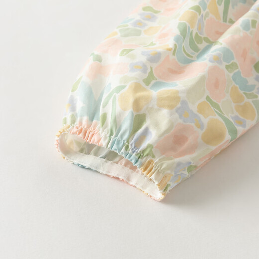 DAVE&BELLA pure cotton girls' shirts, baby girls' long-sleeved tops, spring clothes, new styles, children's shirts, children's clothes, flower print, in stock, 130 cm (recommended height 120-130cm)