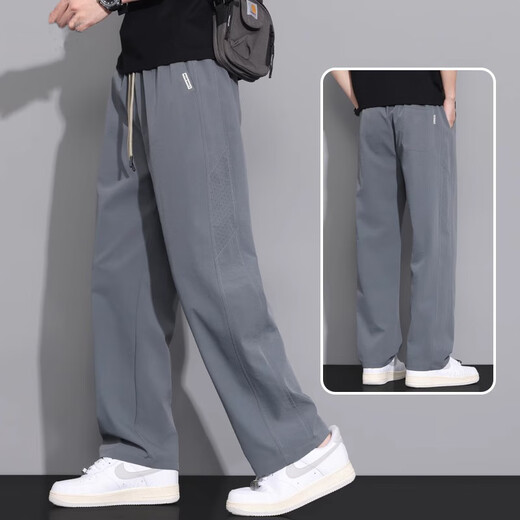 Jüdische Eisseide -Scimitar -Hosen für Männer Sommer dünn 2025 Neu loser, gerade Sommer drapiert entspannte lässige Hose 6636 Khaki + 6636 Militärgrün (2 Streifen) 3xl