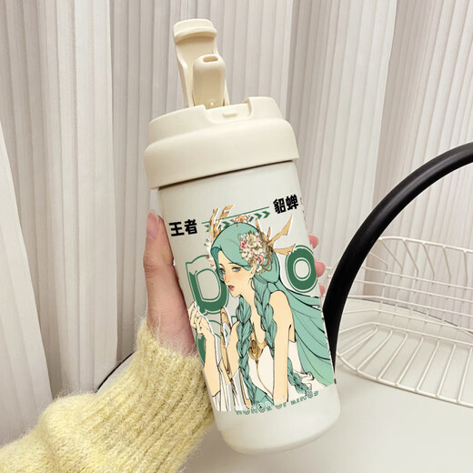 鹿叙橘貂蝉周边水杯双形态慕夏联动系列户外运动便携带高颜值双饮情侣杯 VB3524繁花单保温杯--无绳 530ml