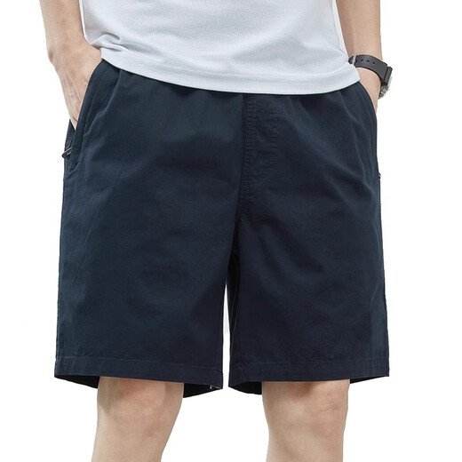 皮尔卡丹短裤男款2025夏季纯棉宽松潮流短裤男士中裤大码宽松休闲五分裤 9215深蓝 M 【90-115斤】