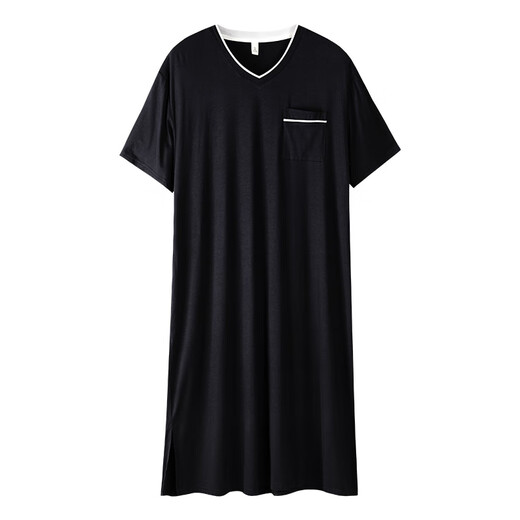 
Langsha nightgown men's modal summer new thin cool breathable short-sleeved pajamas home clothes can be worn outside QY844 black L Recommended 110-140Jin [Jin equals 0.5 kg]