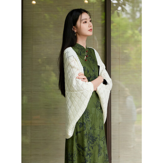 Tres colores [fragancia oscura y sombra escasa] 2025 otoño nuevo vestido de cheongsam mejorado cintura de falda manga corta c