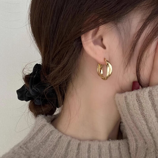 Yican Light Luxury Geometric Cross Earrings for Women 2025 New Hot Style Niche Unique Earrings High-Quality Earrings Temperament Earrings Silver Geometric Cross Earrings