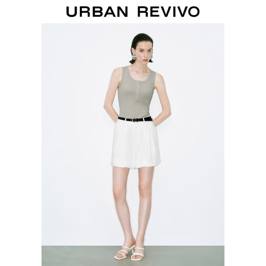 
UR2025 summer new women's clothing fashion temperament commuting versatile three-dimensional compressed shorts UWM650045 white S