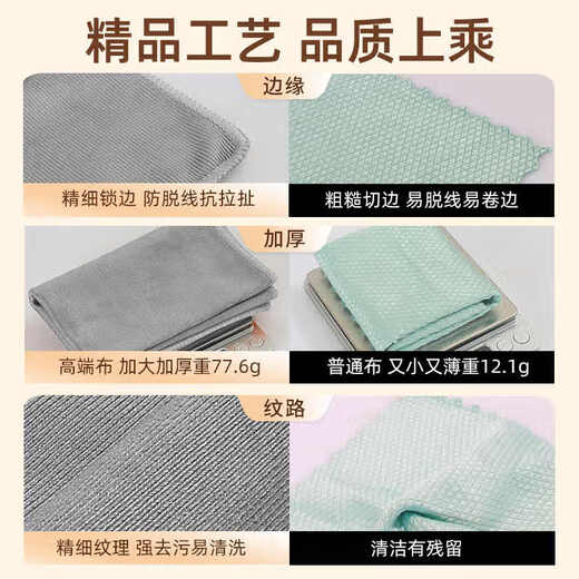 TYZAYR Japanese fish scale rag for glass cleaning without leaving traces, thickening and enlarging the kitchen, absorbing water without shedding and leaving clean, thickened model/three colors/5 pieces 30*60cm