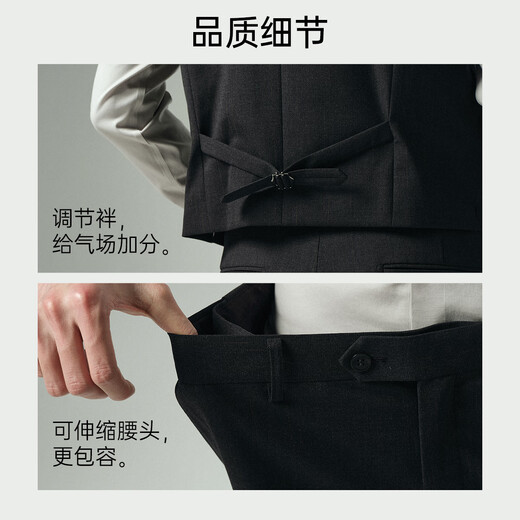 Lilang suit set three-piece men's folded trousers in autumn 2025 new business men's formal wear groom wedding suit gray coffee color (G5QXF051SA) 5XL 195/104A