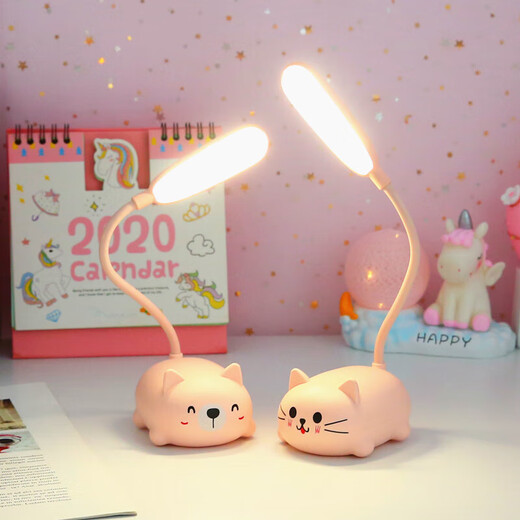 USB plug-in table lamp LED cartoon desktop ornament children's gift night light cute little table lamp kindergarten gift cute pet animal + plug-in model random color