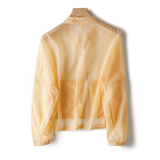 塔驰密司热夏轻薄长袖防晒衫女2025纯色下摆抽绳宽松外套潮 浅黄色 M