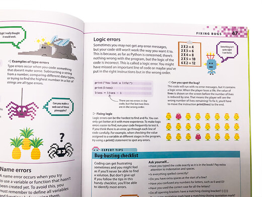 Original English DK Illustration der Kinderprogrammierung: Schreiben von Spielen in Python Computer Coding Python -Spiele für Kinder Kinderprogrammiersprache Lernserie Blockgrafiken