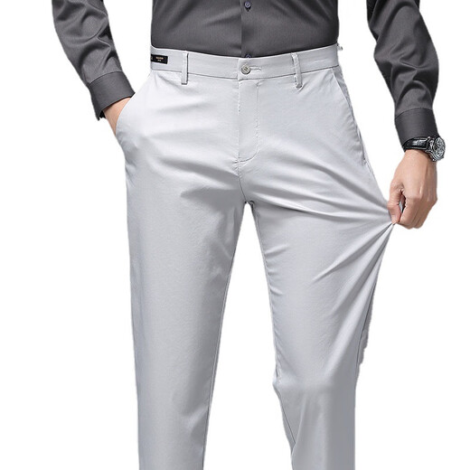 Jiumuwang Frühlings- und Sommer neue Männer -Casual Hosen -Geschäftsleute für Männer Kleidung Vaters Lange Hosen lose geradlinige elastische Herrenhosen 9892 Black 29