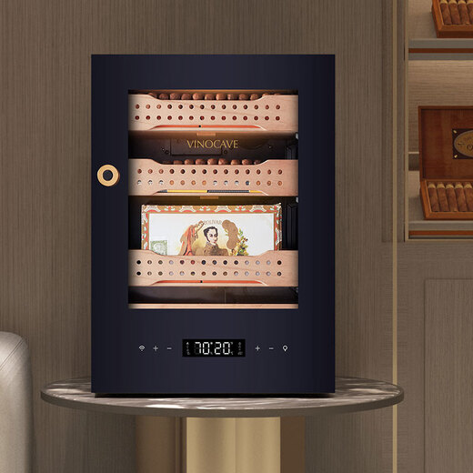 Vinocave cigar cabinet constant temperature moisturizing cigar cultivation with fingerprint lock imported cedar box precise ammonia removal cigar humidifier small home smart Wi-Fi remote V1 entry player smart cigar cabinet 50L