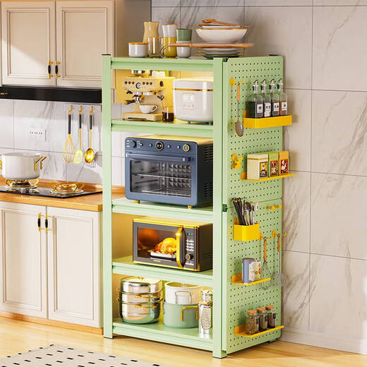 
Yonghuan kitchen storage rack floor-mounted multi-layer microwave storage rack oven pot rack storage rack shelf fruit green - five-layer 160cm high 12035cm