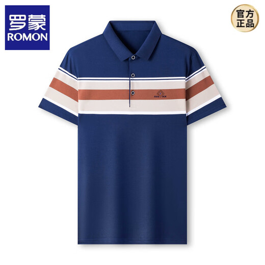 Romon Ice Seide Kurzärärmelte T-Shirt Herren Revers 2025 Sommer Dünner eisgefütterung atmungsaktiv gestreift mit mittlerem Alter lous Polo-Hemd Pink MZL653 m 165