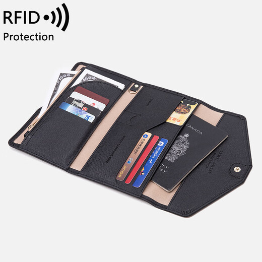 Xiyans neuer 2024 neuer RFID-Passbag, Männer- und Frauen in Übersee Reisepasshalterin, Multifunktionsluft-Ticket-Zertifikatbeutel, Schwarz