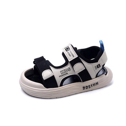 Lekali Boys Sandals Summer 2025 Новая детская обувь пляжная обувь средние большие детские не скользящие мальчики Baotou Sports Baby Black Size 32 [внутренняя длина 19,5 см]]