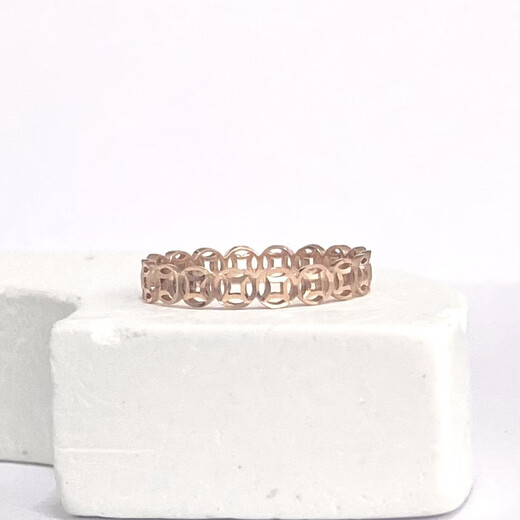 Chili Jewelry 18k gold platinum gold rose gold hollow copper coins make you rich soon ladies pair ring tail ring 18K rose gold 15# 1.23g