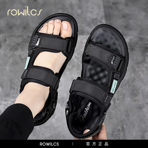 Rowilcs brandneue Sandalen Männer Sommer 2025 Neue Nische einfache komfortable lässige Sandalen außerhalb von Strandschuhen Männer schwarz 922 38