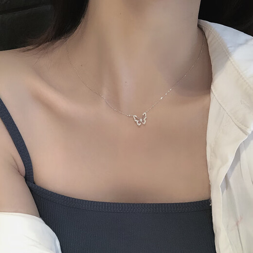Nilan Fat Donglai same style pt950 platinum bow necklace PT950 butterfly girl niche clavicle chain sense sweater chain butterfly + certificate