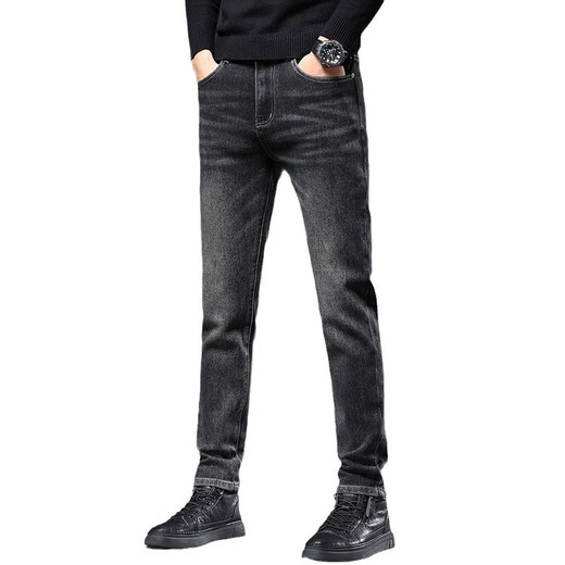 Cool Jeans's Men's Ship Straight 2025 Новые бизнес-эластичные повседневные брюки Весна и осенние износостойкие громкие брюки 9930 Черные и серые 31