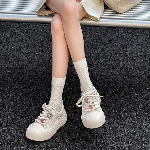 Red Dragonfly Puff Bread Shoes 2025 Spring versatile white shoes ugly and cute thick-soled shoes for women WTB15280 meter white 37