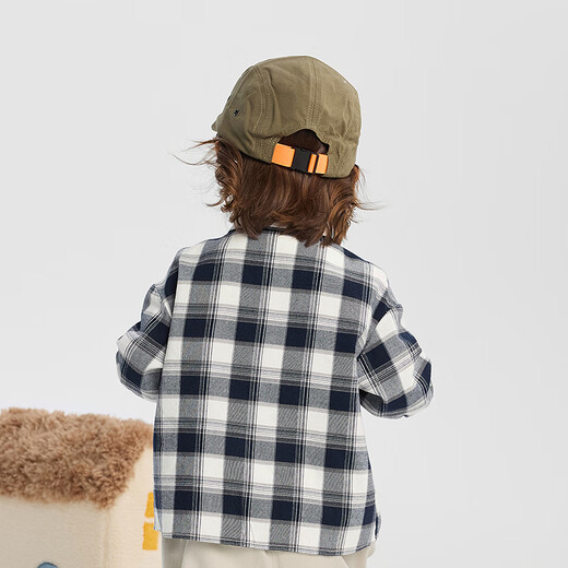 Balabala children's clothing baby shirt boys long-sleeved classic plaid shirt autumn super soft velvet, skin-friendly, comfortable and trendy black and white tones 00491-208325102103 120