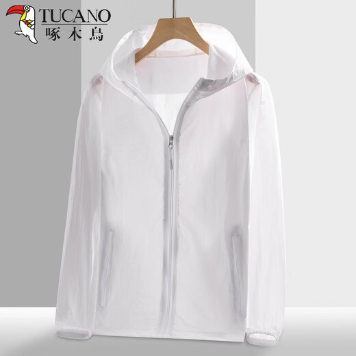 啄木鸟夏季外衣衣女新款大码防晒运动风衣薄款紫外线外套弹力透气皮肤 白色薄 轻薄 XL 建议85-110斤