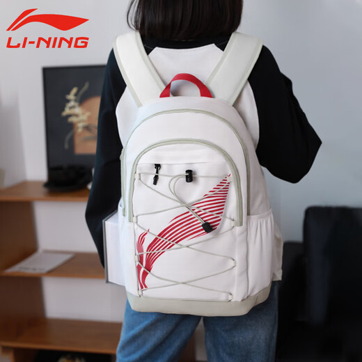 
Li Ning schoolbag women's backpack large capacity junior high school and high school college students fashion travel and leisure computer bag outdoor sports backpack standard white/guava red backpack