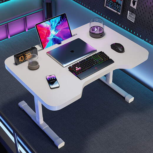Desk Bed Desk Computer Desk Dormitory Small Table Laptop Folding Table Gaming Table Large Lazy Gaming Table Carbon Fiber Black - Card Slot + Cup Holder Stable T Leg 70*48*30cm Widened - Can Hold Keyboard