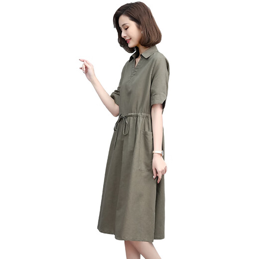Homesee in Übersee leichte Luxus luxuriöser High-End-Kleid-Baumwollwäsche Dünnfett mm altersreduzierender großer Frauenbauch- und schlanker Wäsche mit langem Rock V-Leading Green 6628 m (ungefähr für 118 Jin [Jin gleich 0,5 kg]))