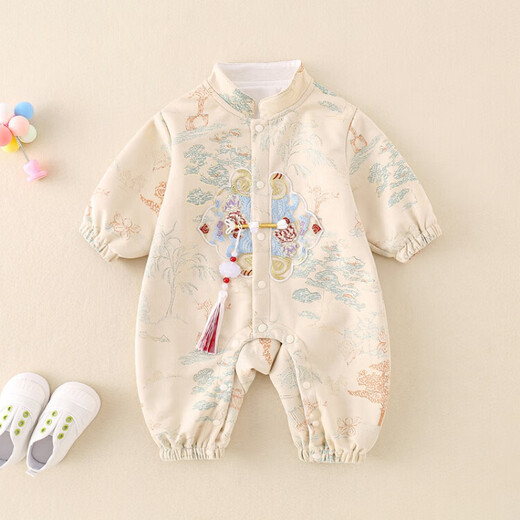 G.Duckkids ropa para niños ropa de bebé primavera y otoño Nuevo estilo nuevo Outumn otoño estilo chino bordado vestido de un año niños 155 color de albaricoque [primavera y otoño estilo delgado] 66 cm 66 tamaño 3-6 meses (recomendado 10-13 Jin [Jin equivale a 0.5 kg])