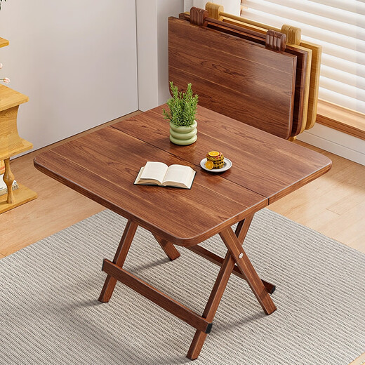 Jingcai dining table folding table home dining table computer table desk mahjong table JZP10 walnut color 80cm square table