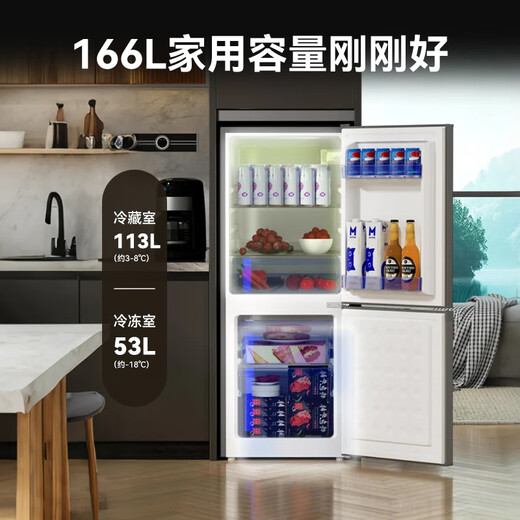 Royalstar 166 liter small refrigerator small home rental room office dormitory double door two door double door two door refrigerator energy saving power saving bass titanium dark gray R166